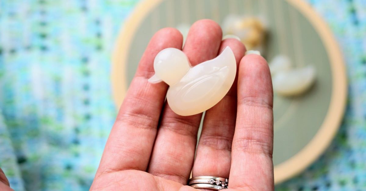 duck shaped soap in hand