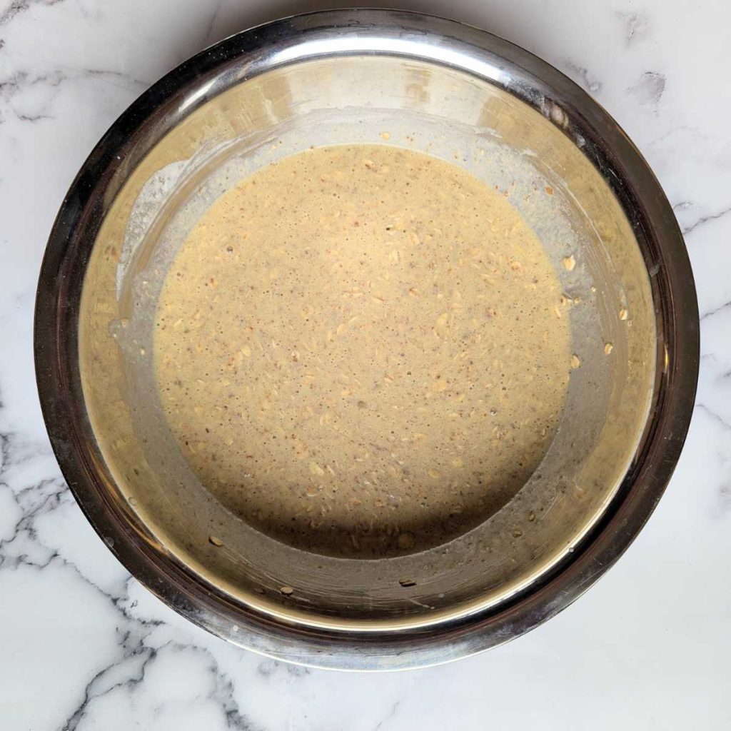 baked protein oats ingredients mixed in a bowl