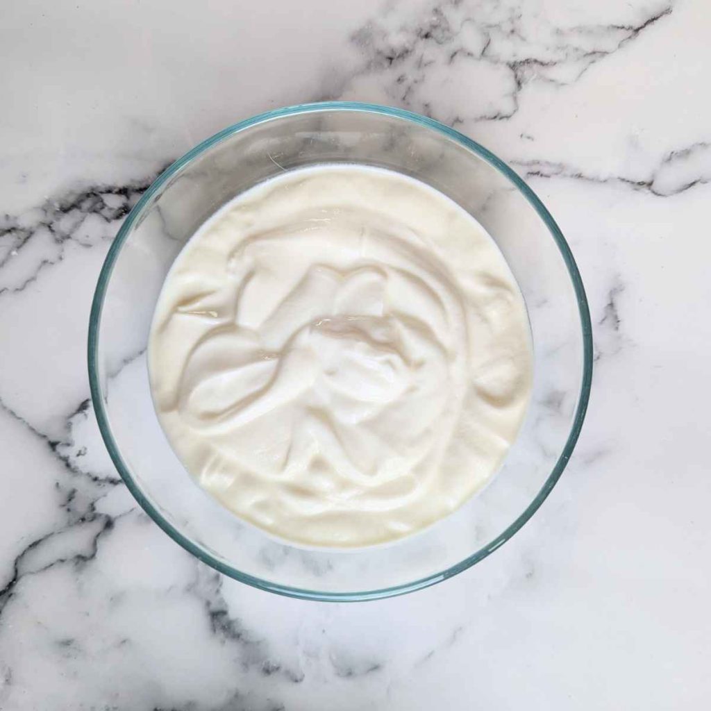 Greek yogurt in a glass bowl