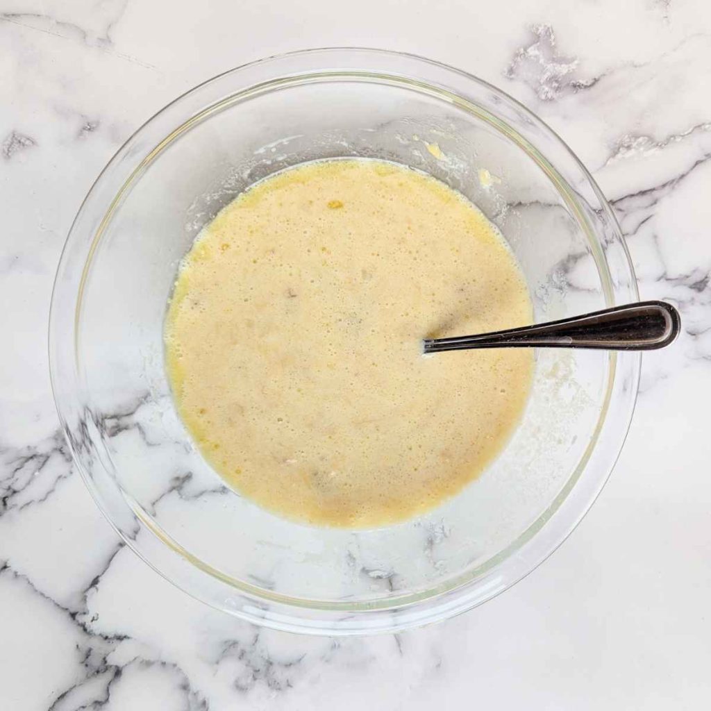 sugar free blueberry muffin batter in mixing bowl