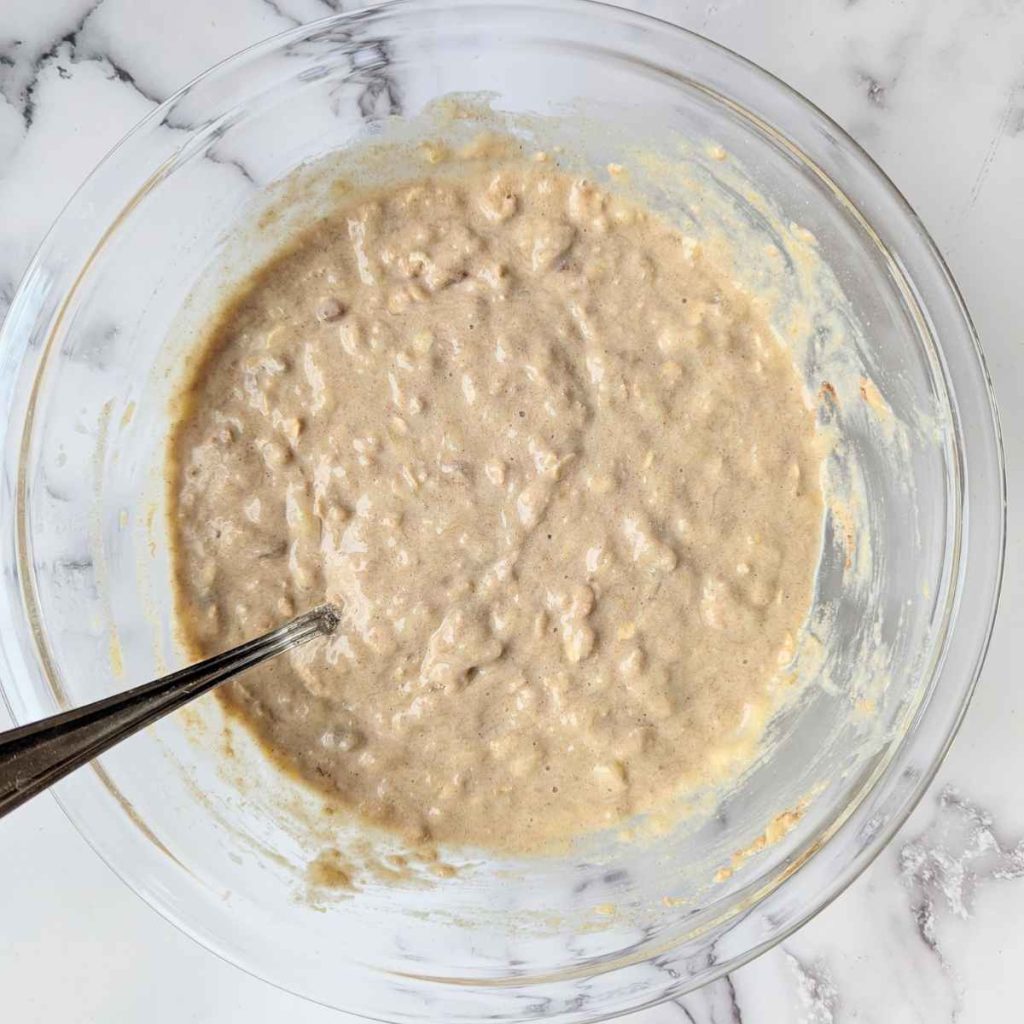 sugar free blueberry muffin batter in mixing bowl