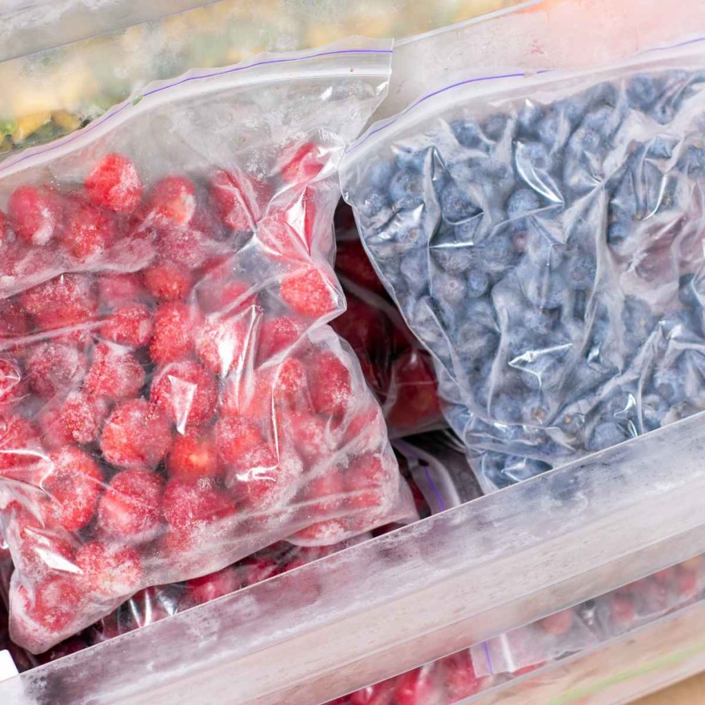 organic berries in a freezer