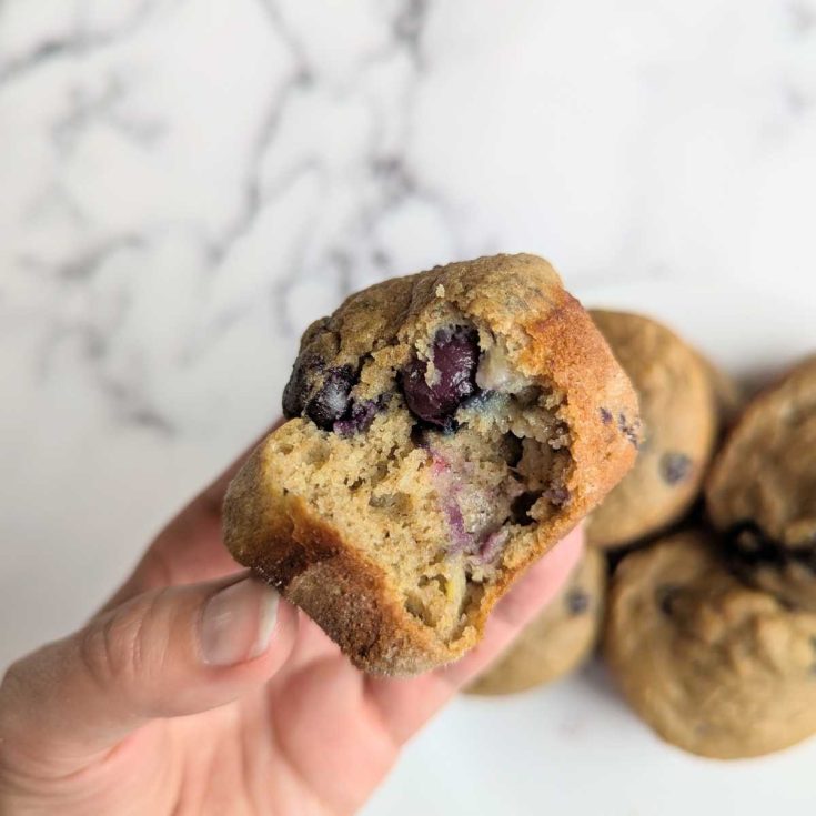 blueberry muffin with bite taken out